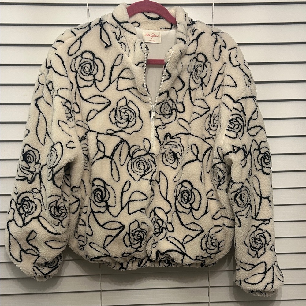 Floral Teddy Jacket in Cream and Black